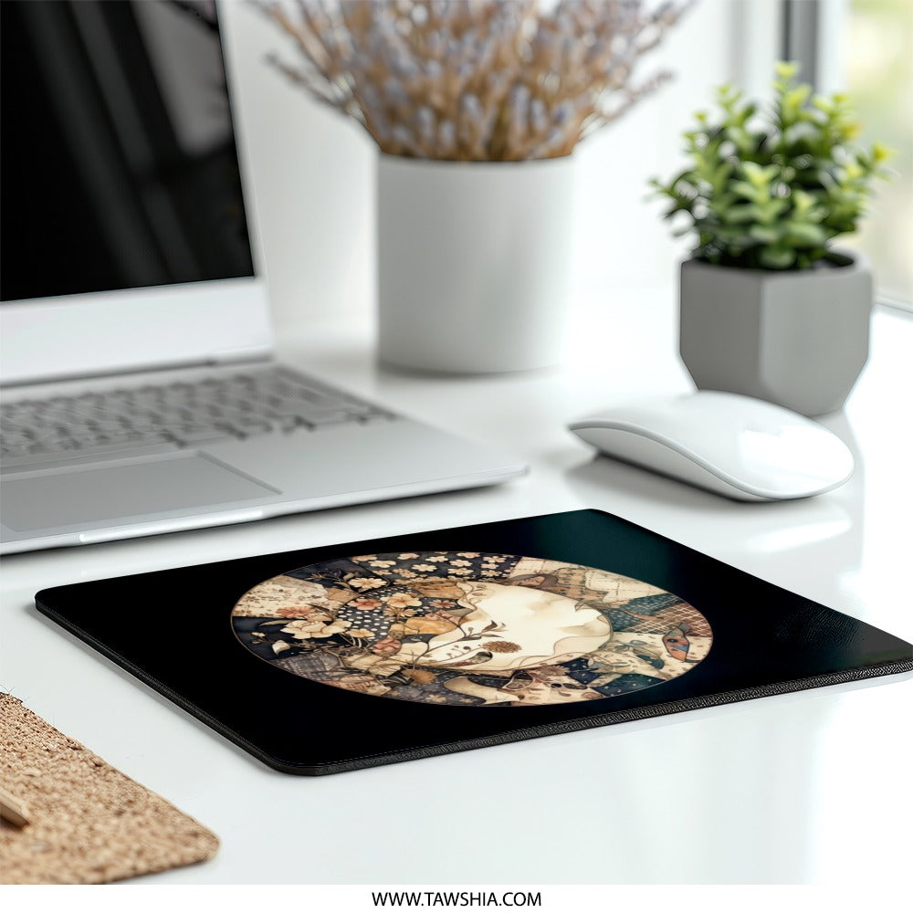 Floral Patchwork Mouse Pad, Unique Desk Decor, Abstract Flower Art, Stylish Computer Accessory, Elegant Office Gift, Trendy Mousepad - Tawshia