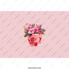 Pink Flower Pot Tumbler, Floral Tumbler, Unique Flower Design Tumbler, Trendy Tumbler, Aesthetic Tumbler, Gift Idea Tumbler, Drinkware - Tawshia