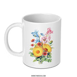 Vintage Floral Mug, Botanical Flower Mug, Garden Flower Gift Mug, Watercolour Mug, Flower Design Mug, Vintage Mug, Coffee Mug - Tawshia