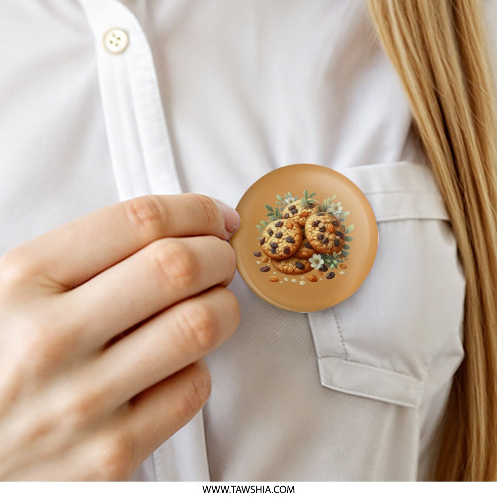 Oatmeal Raisin Cookies Pinback Button, Cute Dessert Button, Sweet Treat Badge, Foodie Gift, Bakery Lover Pin, Unique Button, Gift Idea - Tawshia