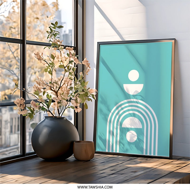 Abstract Wall Art, Minimalist Print, Geometric Art, Modern Wall Decor, Turquoise Art Print, Home Decor, Stylish Art Print, Contemporary Art - Tawshia