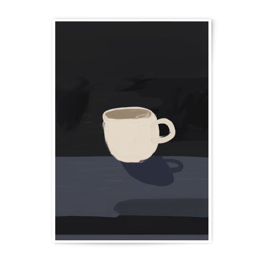 Coffee Cup Photographic Print, Minimalist Art, Kitchen Decor, Still Life Photo, Dark Background, Simple Design, Home Decor, Art Print - Tawshia