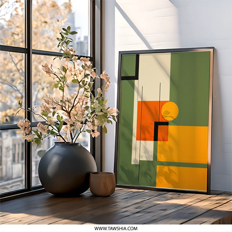 Geometric Abstraction Wall Art, Modern Shapes Print, Minimalist Art Decor, Contemporary Home Wall Decor, Abstract Forms Wall Hanging - Tawshia