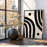 Minimalist Wall Art, Abstract Print, Black and White Art, Modern Home Decor, Geometric Shapes, Arches and Circles Wall Decor - Tawshia