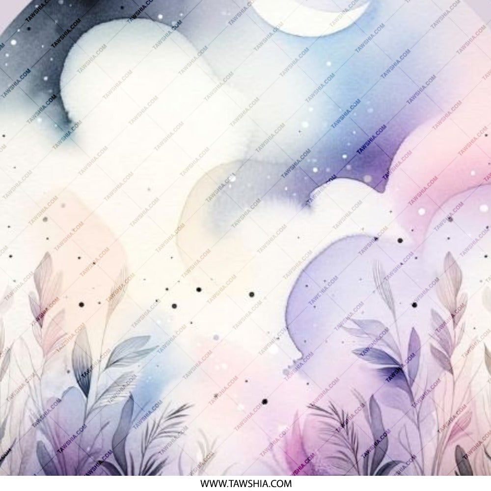 Watercolor Nightscape Pinback Button, Moon Stars Pin Badge, Botanical Button, Pastel Sky Pin, Aesthetic Button, Art Badge, Button Pin - Tawshia