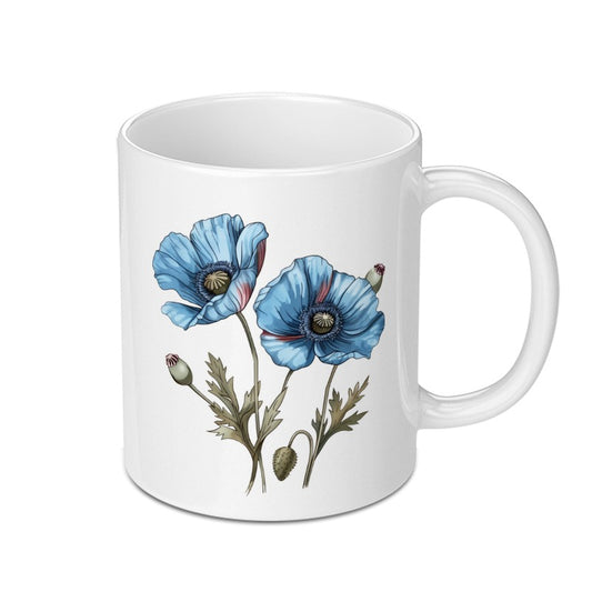Blue Poppy Mug, Floral Coffee Mug, Flower Mug, Botanical Mug, Gift Mug, Floral Gift, Flower Gift, Nature Mug, Plant Mug, Gift for Her - Tawshia