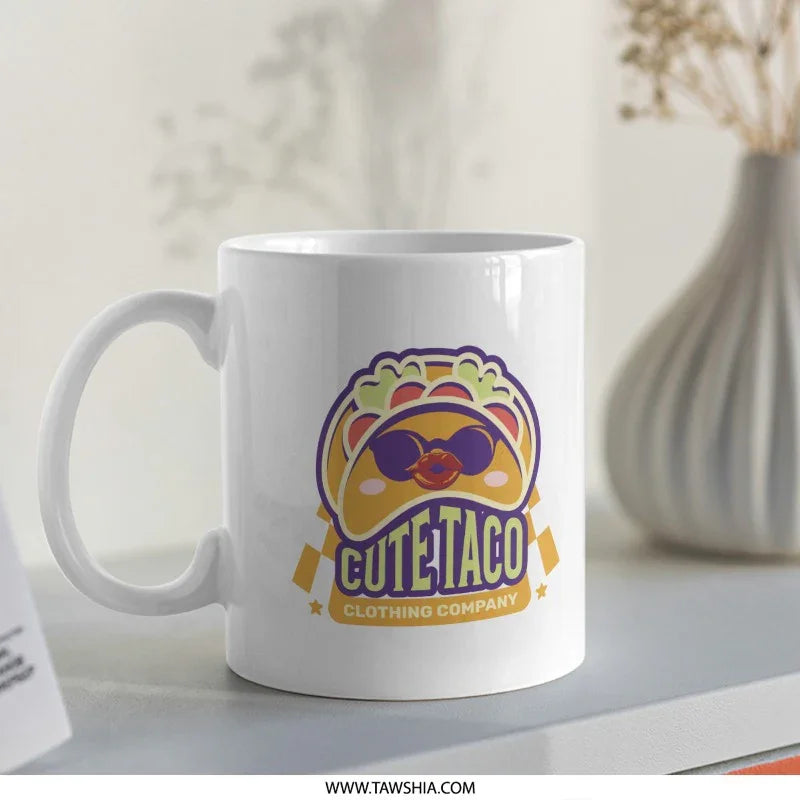 Cute Taco Clothing Company Logo White Ceramic Mug product type