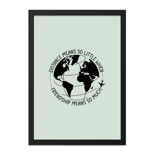 Friendship Wall Art, Distance Means Little, Travel Wall Decor, Friendship Gift, Globe Art Print, Long Distance Gift, Airplane Decor - Tawshia