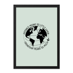 Friendship Wall Art, Distance Means Little, Travel Wall Decor, Friendship Gift, Globe Art Print, Long Distance Gift, Airplane Decor - Tawshia