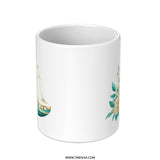 Floral Sailboat Mug, Nautical Coffee Cup, Watercolor Sailing Ship Gift, Ocean Lover Present, Unique Gift for Seafarers, Sea Theme Mug - Tawshia