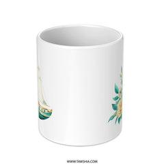 Floral Sailboat Mug, Nautical Coffee Cup, Watercolor Sailing Ship Gift, Ocean Lover Present, Unique Gift for Seafarers, Sea Theme Mug - Tawshia