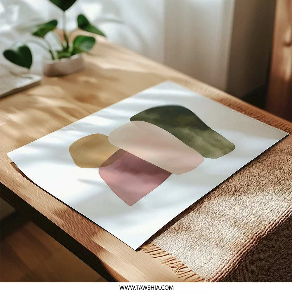 Abstract Shapes Photographic Print, Modern Art Print, Minimalist Wall Decor, Earth Tones Art, Home Decor, Living Room Art, Gallery Wall Art - Tawshia