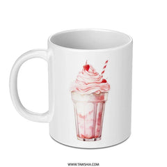 Strawberry Milkshake Mug, Dessert Drink Mug, Cute Food Mug, Sweet Treat Cup, Gift Idea, Kitchen Decor, Drinkware - Tawshia