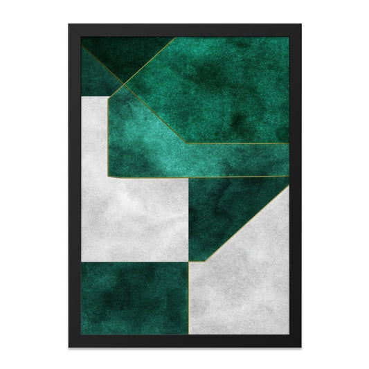 Emerald Green Geometric Wall Art, Abstract Art Print, Minimalist Design, Home Decor, Modern Art, Geometric Decor, Framed Art, Wall Hanging - Tawshia