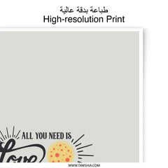 Love and Pizza Photographic Prints, Foodie Wall Art, Kitchen Decor, Pizza Lover Gift, Funny Pizza Art, Pizza Quote Prints, Modern Art - Tawshia