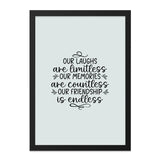 Friendship Wall Art, Limitless Laughs, Countless Memories, Endless Friendship, Inspirational Quote, Home Decor, Gift for Friend - Tawshia