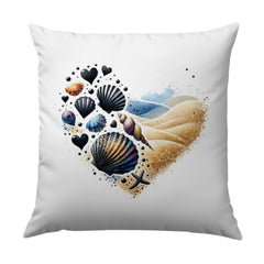 Seashell Heart Pillow, Beach House Decor, Coastal Throw Pillow, Ocean Lover Gift, Nautical Home Accent, Beach Themed Cushion - Tawshia