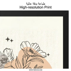 Floral Line Art Wall Art, Botanical Print, Minimalist Wall Decor, Flower Drawing, Modern Home Decor, Boho Wall Art, Abstract Shapes - Tawshia