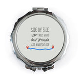 Best Friend Pocket Mirror, Long Distance Friendship Gift, Friends Are Always Close Compact Mirror, Side by Side or Miles Apart Present - Tawshia