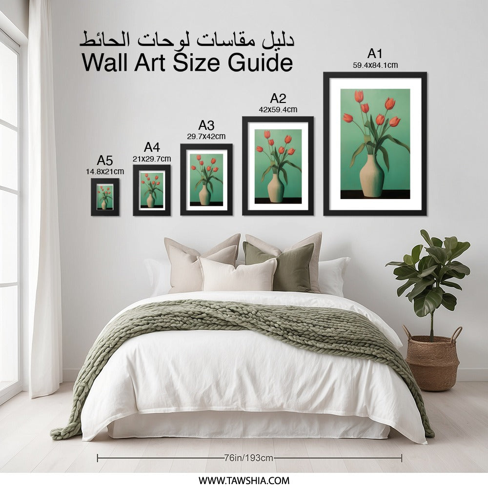 Tulip Wall Art Print, Floral Still Life Painting, Flower Bouquet Poster, Modern Home Decor, Botanical Art for Living Room, Elegant Art - Tawshia