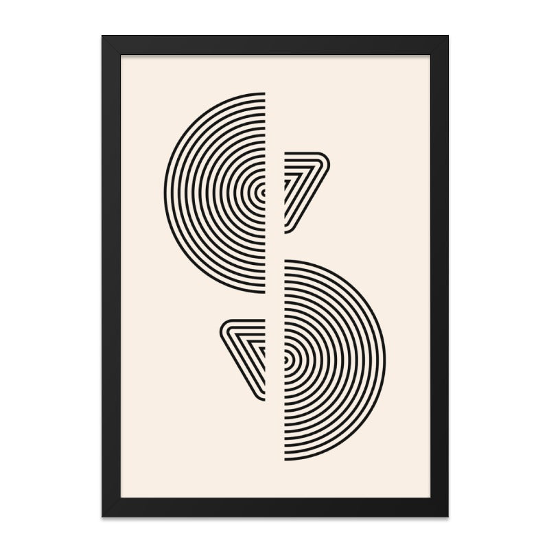 Geometric Wall Art Print, Abstract Circle Triangle Art, Modern Home Decor, Minimalist Art, Contemporary Wall Hanging, Black and Beige Art - Tawshia