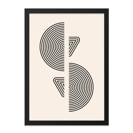 Geometric Wall Art Print, Abstract Circle Triangle Art, Modern Home Decor, Minimalist Art, Contemporary Wall Hanging, Black and Beige Art - Tawshia