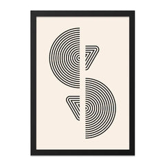 Geometric Wall Art Print, Abstract Circle Triangle Art, Modern Home Decor, Minimalist Art, Contemporary Wall Hanging, Black and Beige Art - Tawshia