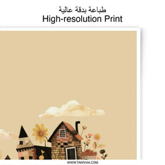 Whimsical Village Photographic Print, Fantasy Landscape Art, Quilted Hillside, Storybook Home Decor, Children's Room Art - Tawshia