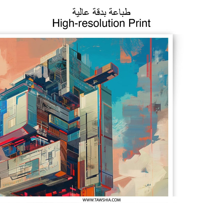 Abstract Cityscape Photographic Print, Modern Architecture Art, Colorful Urban Art, Geometric Building Print, City Skyline Photo - Tawshia