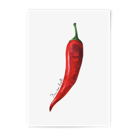 Red Hot Chili Photographic Print, Watercolor Pepper Art, Spicy Food Decor, Kitchen Wall Art, Unique Gift, Minimalist Design, Modern Art - Tawshia