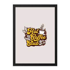 Hot Coffee Club Wall Art, Coffee Lover Decor, Kitchen Wall Art, Caffeine Art, Retro Coffee Print, Coffee Bean Art, Trendy Coffee Art - Tawshia