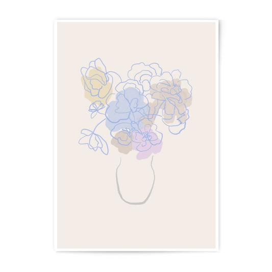 Floral Line Art Photographic Print, Flower Vase Art Print, Minimalist Flower Poster, Botanical Line Drawing, Home Decor Wall Art - Tawshia