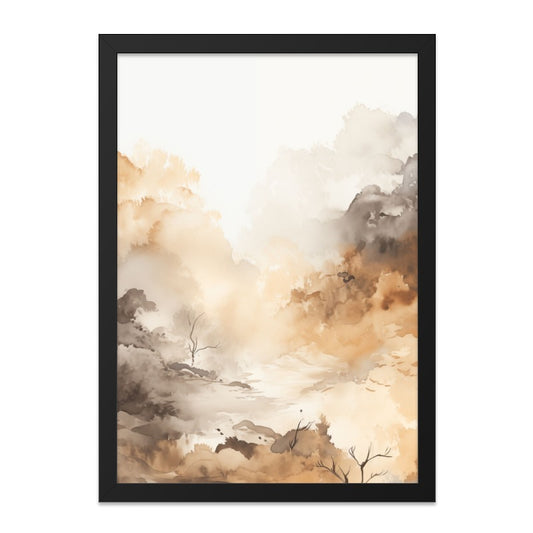 Abstract Landscape Wall Art, Beige Watercolor Painting, Minimalist Art Print, Neutral Color Decor, Atmospheric Artwork, Modern Wall Decor - Tawshia