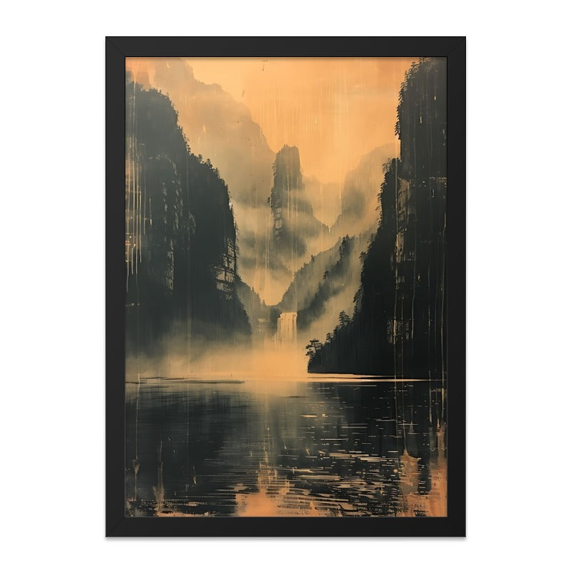Misty Mountain Wall Art, Tranquil Landscape Print, Nature Wall Decor, Serene Lake Scene, Atmospheric Art Print, Minimalist Home Decor - Tawshia