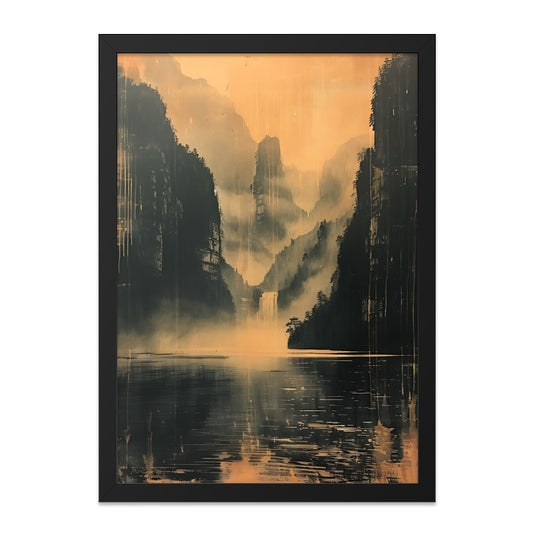 Misty Mountain Wall Art, Tranquil Landscape Print, Nature Wall Decor, Serene Lake Scene, Atmospheric Art Print, Minimalist Home Decor - Tawshia