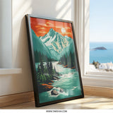 Mountain River Wall Art, Landscape Painting, Nature Art Print, Scenic Wall Decor, Modern Wall Art, Home Decor Art, Mountain Art - Tawshia