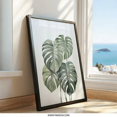 Monstera Deliciosa Wall Art, Tropical Leaf Print, Botanical Wall Decor, Modern Home Decor, Green Plant Art Print, Minimalist Art, Nature Art - Tawshia