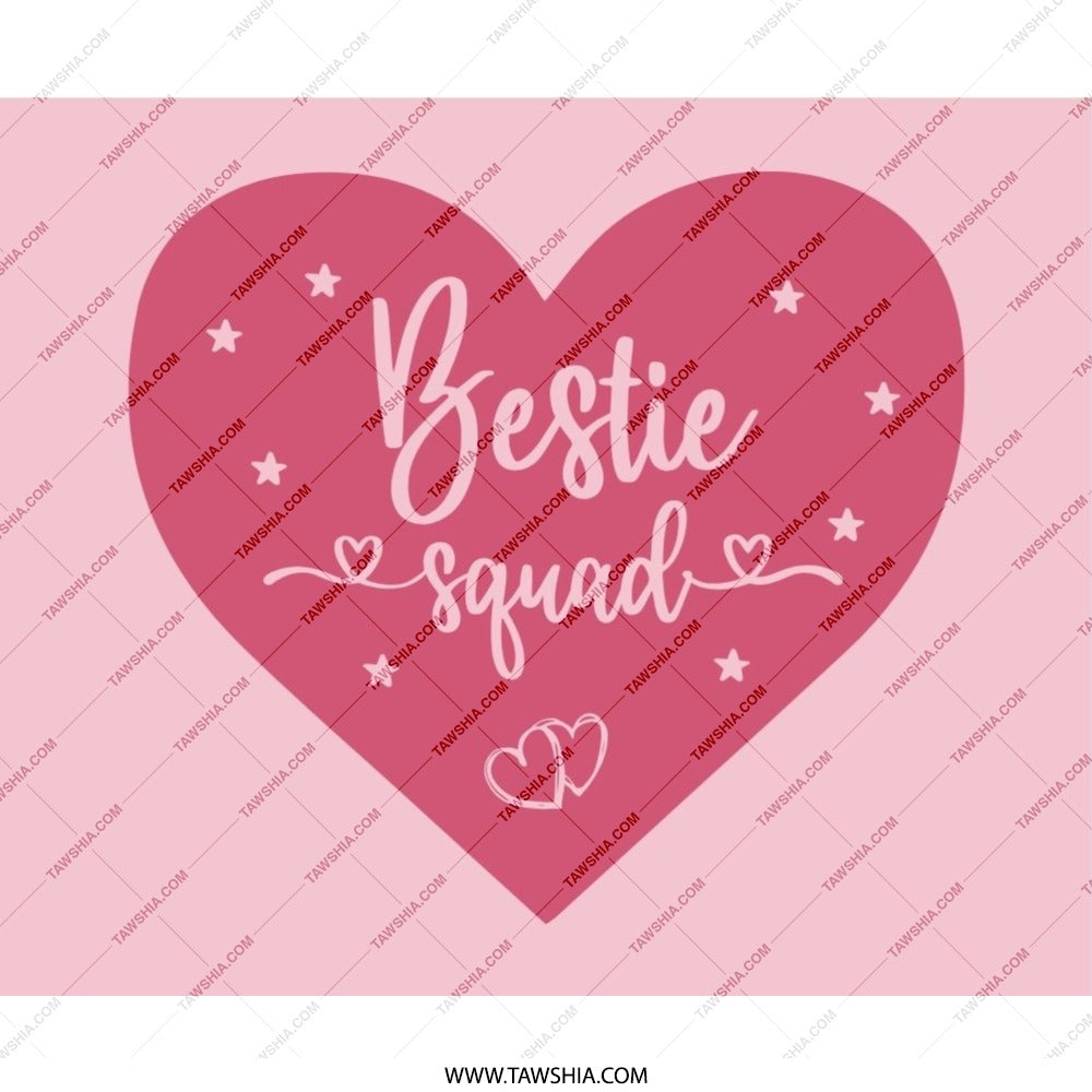 Bestie Squad Mouse Pad, Friendship Gift, Cute Office Decor, Pink Heart Mousepad, Gift For Best Friend, Galentine's Day Gift - Tawshia