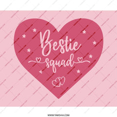 Bestie Squad Mouse Pad, Friendship Gift, Cute Office Decor, Pink Heart Mousepad, Gift For Best Friend, Galentine's Day Gift - Tawshia