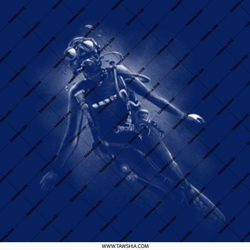 Deep Sea Diver Navy Blue Themed Art product