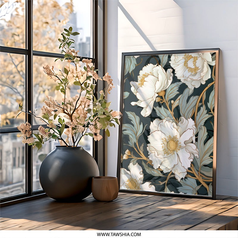 Floral Wall Art, Peony Print, Flower Artwork, Botanical Wall Decor, Elegant Home Decor, Nature Inspired Art, Wall Decor, Gift Idea - Tawshia