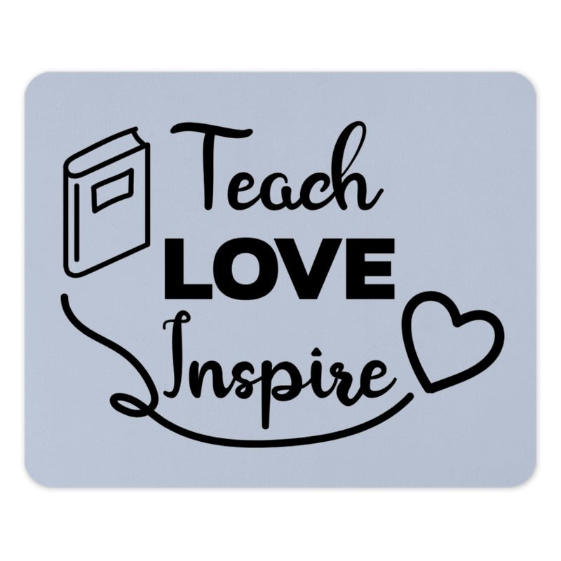Teacher Appreciation Gift Mouse Pad, Teach Love Inspire, Educator Desk Accessory, Book and Heart Design, Teacher Present Idea - Tawshia