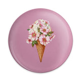 Floral Ice Cream Cone Pinback Button, Cute Summer Accessory, Trendy Badge, Flower Power Pin, Sweet Treat Button, Pastel Aesthetic - Tawshia