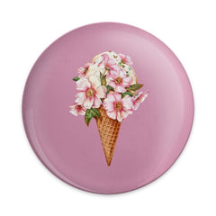 Floral Ice Cream Cone Pinback Button, Cute Summer Accessory, Trendy Badge, Flower Power Pin, Sweet Treat Button, Pastel Aesthetic - Tawshia