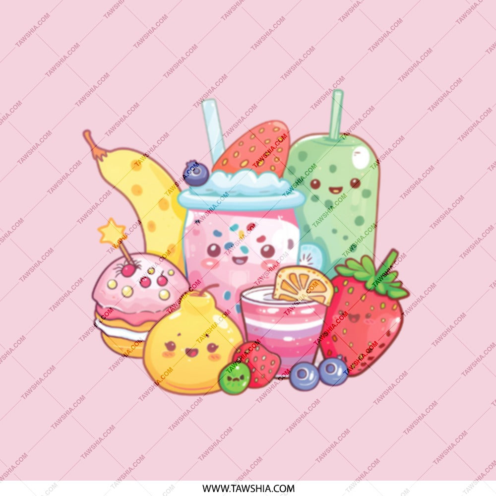 Cute Fruit Drinks Pocket Mirror, Kawaii Food Art, Unique Makeup Mirror, Trendy Accessories, Fun Gift Idea, Portable Mirror - Tawshia