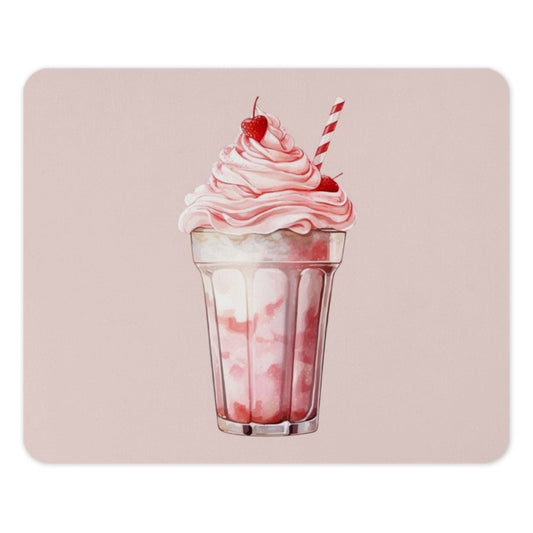 Strawberry Milkshake Mouse Pad, Cute Drink Mousepad, Foodie Desk Decor, Pink Aesthetic Office, Sweet Treat Gift, Kawaii Desk Accessory - Tawshia