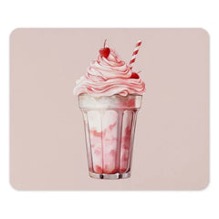 Strawberry Milkshake Mouse Pad, Cute Drink Mousepad, Foodie Desk Decor, Pink Aesthetic Office, Sweet Treat Gift, Kawaii Desk Accessory - Tawshia
