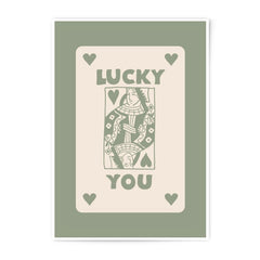 Lucky You Photographic Print, Queen of Hearts Art Print, Card Game Decor, Minimalist Wall Art, Neutral Tone Art, Quirky Home Decor - Tawshia