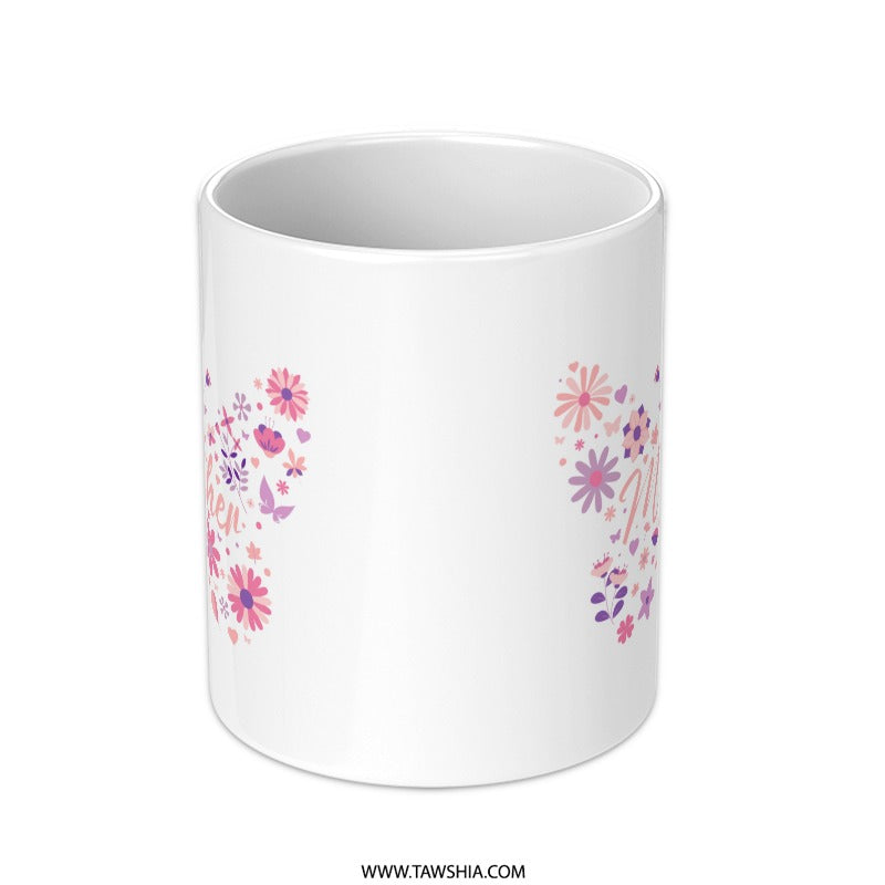 Floral Design on White Ceramic Mug product type
