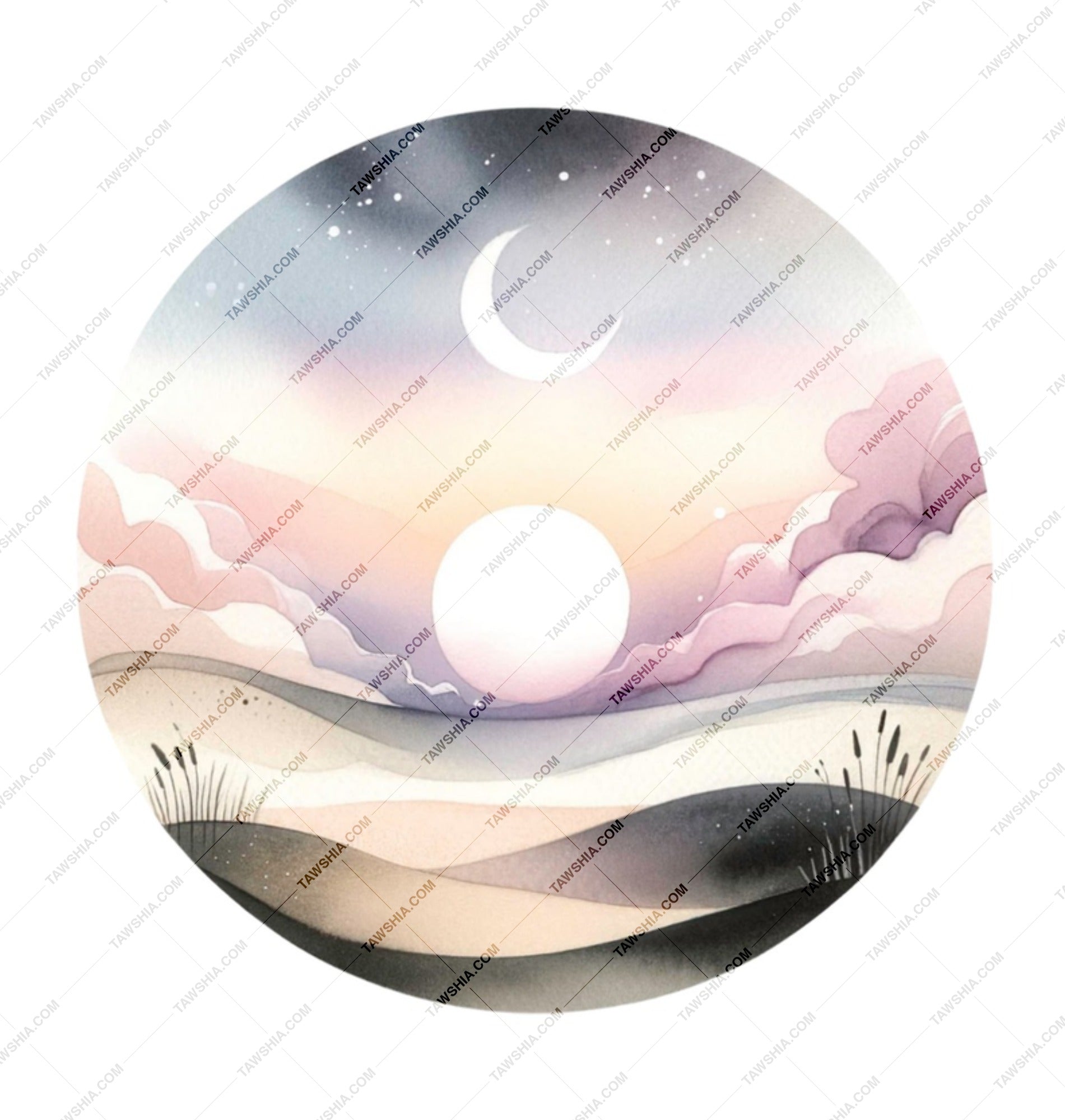Watercolor Moon Mug, Celestial Landscape, Dreamy Sky Coffee Cup, Night Sky Art, Aesthetic Mug, Gift for Dreamers, Unique Coffee Mugs - Tawshia